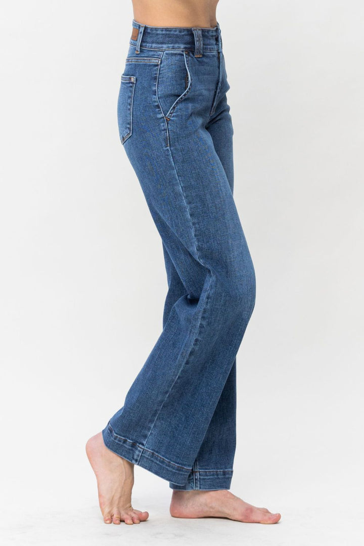 Judy Blue Double Button Wide Leg Trouser Jeans-Trendsi-[option4]-[option5]-[option6]-[option7]-[option8]-Shop-Boutique-Clothing-for-Women-Online