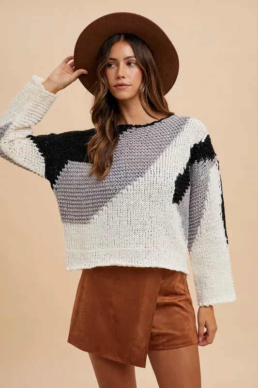Annie Wear Color Block Drop Shoulder Sweater-Sweaters-Trendsi-[option4]-[option5]-[option6]-[option7]-[option8]-Shop-Boutique-Clothing-for-Women-Online