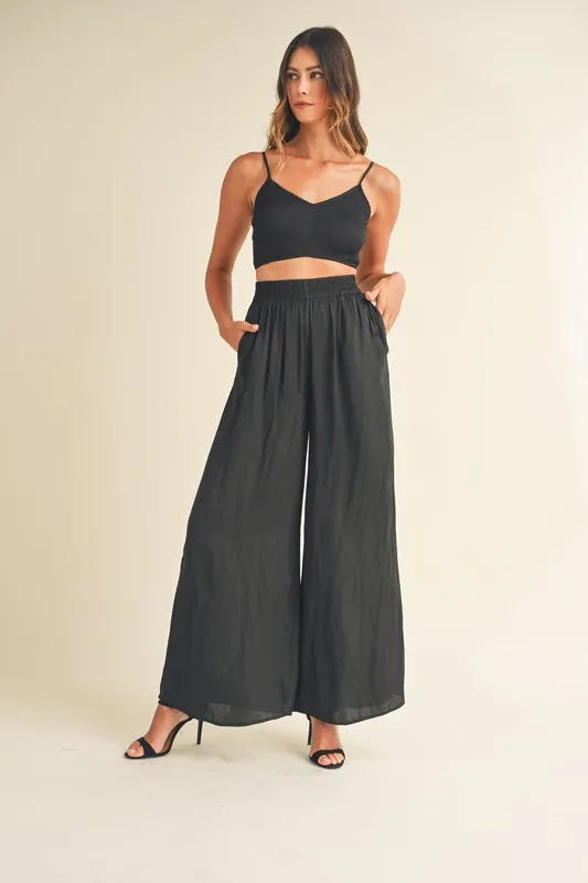 MABLE Smocked Bralette Crop Top and Wide Leg Pants Set-Trendsi-[option4]-[option5]-[option6]-[option7]-[option8]-Shop-Boutique-Clothing-for-Women-Online