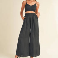 MABLE Smocked Bralette Crop Top and Wide Leg Pants Set-Trendsi-[option4]-[option5]-[option6]-[option7]-[option8]-Shop-Boutique-Clothing-for-Women-Online