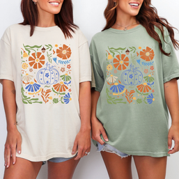 Blue Floral Pumpkin Graphic Tee in Two Colors-Womens-Ave Shops-[option4]-[option5]-[option6]-[option7]-[option8]-Shop-Boutique-Clothing-for-Women-Online