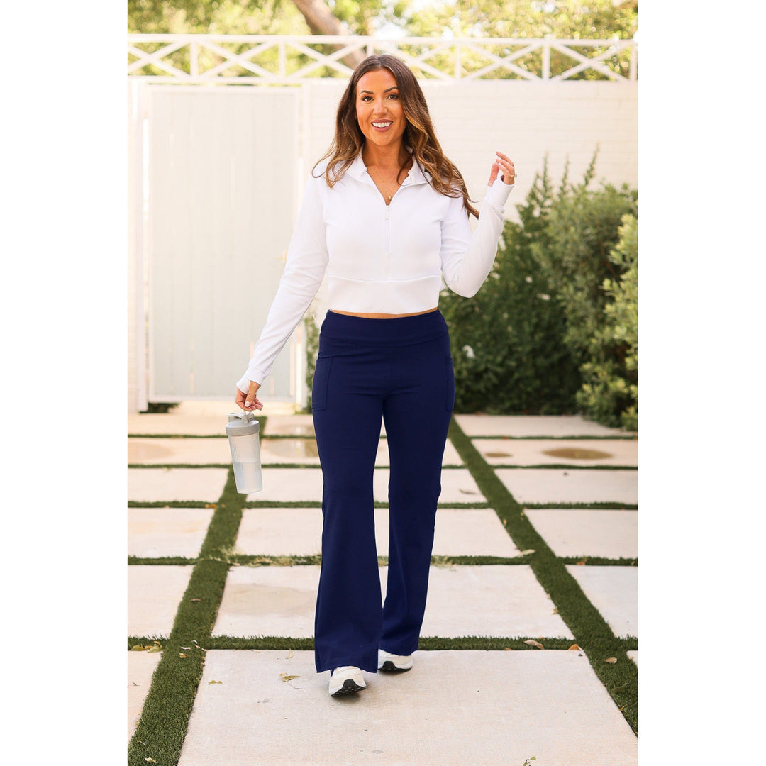 Ready to Ship | The Mila - 30" NAVY Bootcut Leggings with Pockets Round 3-JuliaRoseWholesale-[option4]-[option5]-[option6]-[option7]-[option8]-Shop-Boutique-Clothing-for-Women-Online