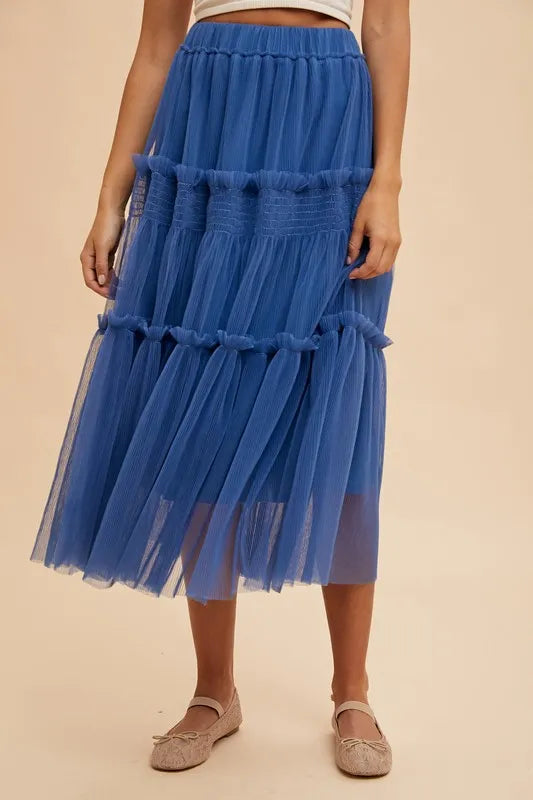Annie Wear Tulle Tiered Midi Skirt-Skirts-Trendsi-[option4]-[option5]-[option6]-[option7]-[option8]-Shop-Boutique-Clothing-for-Women-Online