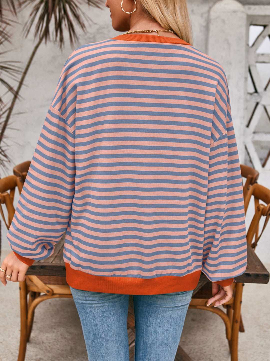 Lovelet Contrast Striped Long Sleeve Sweatshirt-Trendsi-[option4]-[option5]-[option6]-[option7]-[option8]-Shop-Boutique-Clothing-for-Women-Online