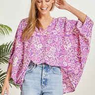 Printed Poncho Woven Top in Orchid-Tops-Ave Shops-[option4]-[option5]-[option6]-[option7]-[option8]-Shop-Boutique-Clothing-for-Women-Online