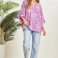 Printed Poncho Woven Top in Orchid-Tops-Ave Shops-[option4]-[option5]-[option6]-[option7]-[option8]-Shop-Boutique-Clothing-for-Women-Online
