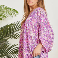 Printed Poncho Woven Top in Orchid-Tops-Ave Shops-[option4]-[option5]-[option6]-[option7]-[option8]-Shop-Boutique-Clothing-for-Women-Online