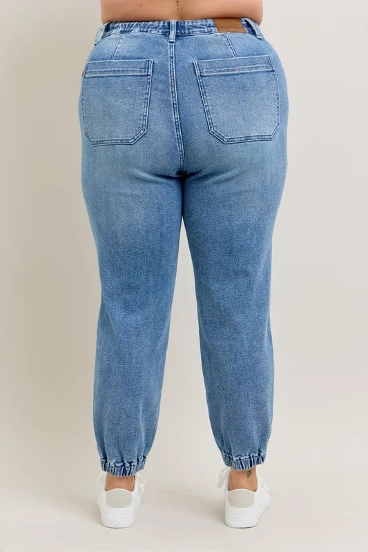 Judy Blue High Waist Denim Joggers-Trendsi-[option4]-[option5]-[option6]-[option7]-[option8]-Shop-Boutique-Clothing-for-Women-Online