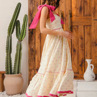 SO ME Ribbon Flowy Maxi Dress with Contrast Trim-Dresses-Trendsi-[option4]-[option5]-[option6]-[option7]-[option8]-Shop-Boutique-Clothing-for-Women-Online