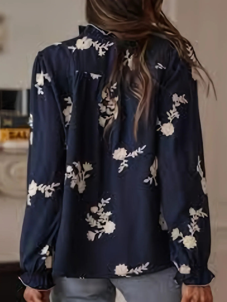 Flower Button Up Long Sleeve Shirt-Tops-Trendsi-[option4]-[option5]-[option6]-[option7]-[option8]-Shop-Boutique-Clothing-for-Women-Online