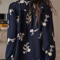 Flower Button Up Long Sleeve Shirt-Tops-Trendsi-[option4]-[option5]-[option6]-[option7]-[option8]-Shop-Boutique-Clothing-for-Women-Online