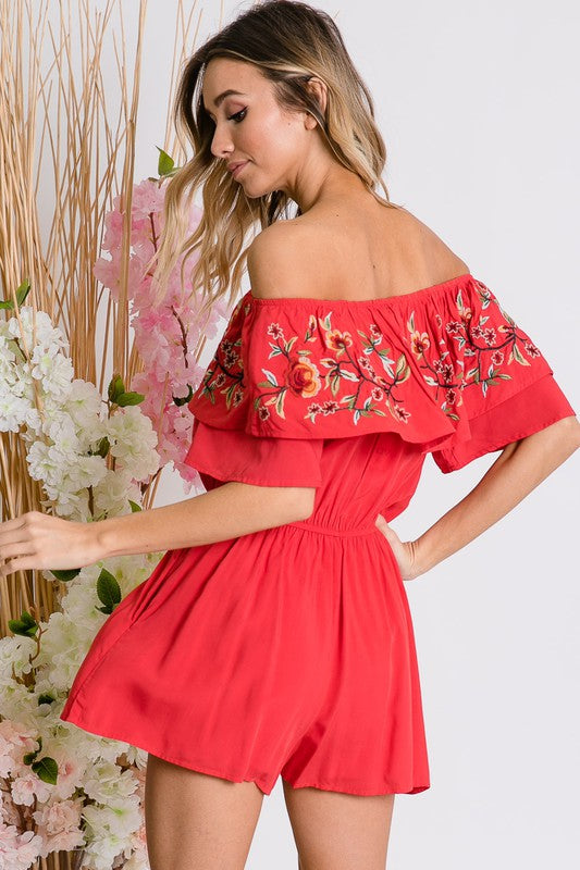 FLORAL EMBROIDERED OFF SHOULDER ROMPER-Davi & Dani-[option4]-[option5]-[option6]-[option7]-[option8]-Shop-Boutique-Clothing-for-Women-Online