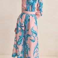 Printed Button Down Belted Shirt Dress-Dresses-Trendsi-[option4]-[option5]-[option6]-[option7]-[option8]-Shop-Boutique-Clothing-for-Women-Online