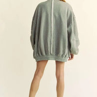 Davi & Dani Exposed Seam Zip Up Dropped Shoulder Jacket-Jacket-Trendsi-[option4]-[option5]-[option6]-[option7]-[option8]-Shop-Boutique-Clothing-for-Women-Online