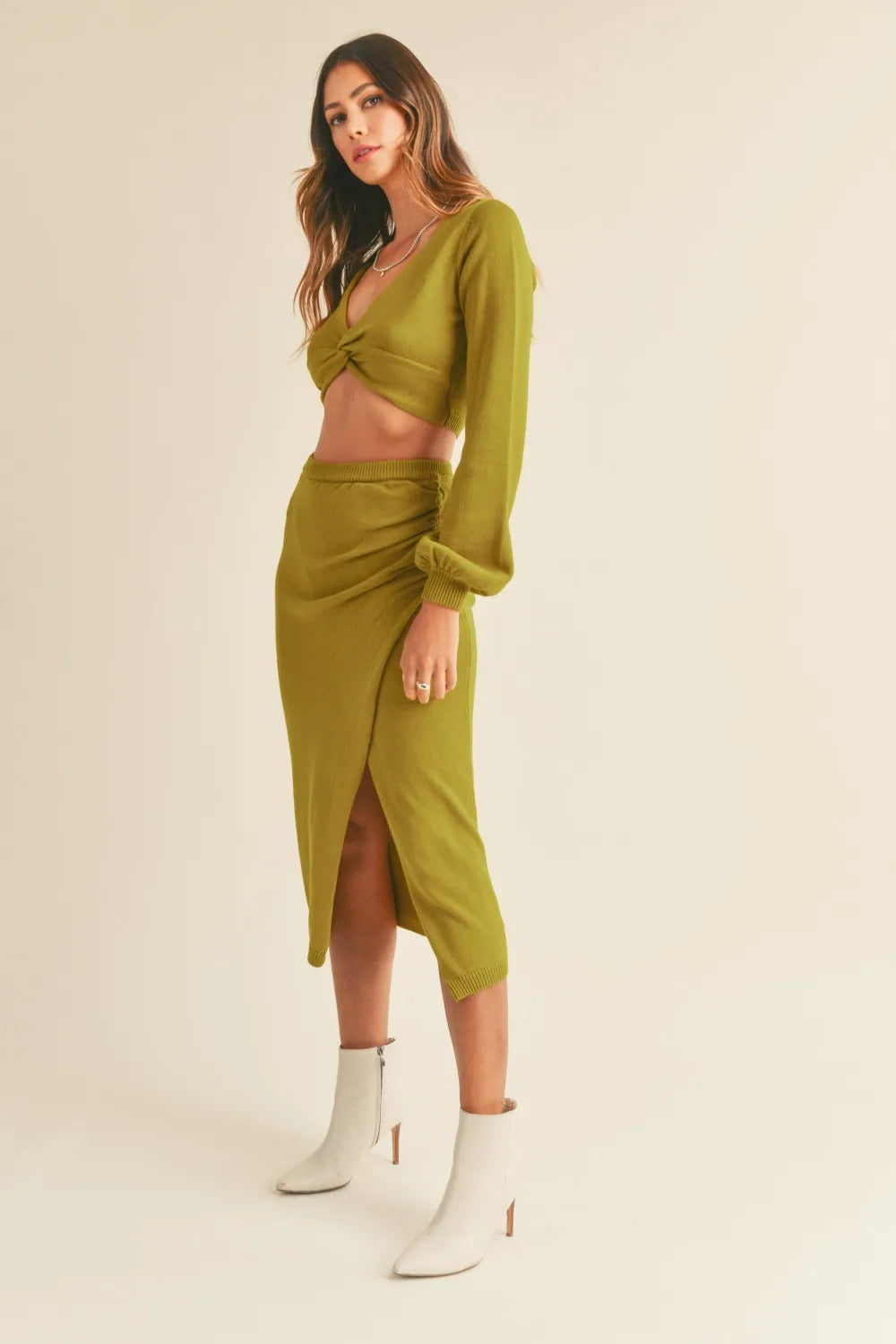 MABLE Front Twisted Knit Top and Midi Skirt Set-two piece set-Trendsi-[option4]-[option5]-[option6]-[option7]-[option8]-Shop-Boutique-Clothing-for-Women-Online