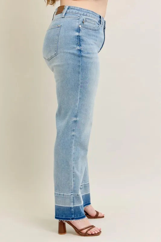 Judy Blue Release Hem Wide Leg Jeans-Trendsi-[option4]-[option5]-[option6]-[option7]-[option8]-Shop-Boutique-Clothing-for-Women-Online