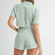 MABLE Eyelet Short Sleeve Crop Top and Shorts Set-Sets-Trendsi-[option4]-[option5]-[option6]-[option7]-[option8]-Shop-Boutique-Clothing-for-Women-Online