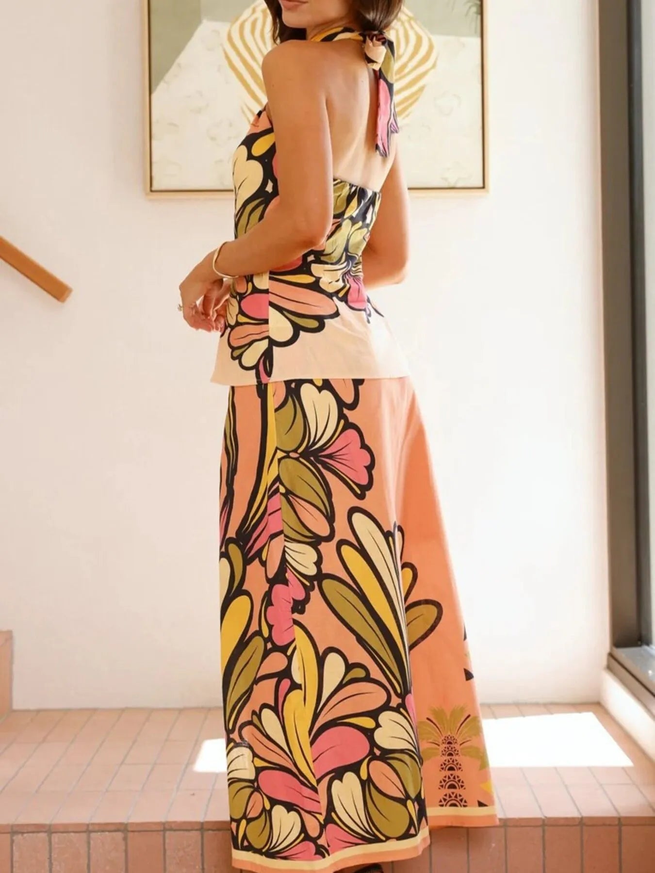 Printed Halter Neck Crop Top and Skirt Set-sets-Trendsi-[option4]-[option5]-[option6]-[option7]-[option8]-Shop-Boutique-Clothing-for-Women-Online