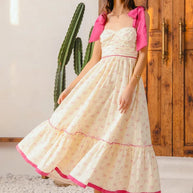 SO ME Ribbon Flowy Maxi Dress with Contrast Trim-Dresses-Trendsi-[option4]-[option5]-[option6]-[option7]-[option8]-Shop-Boutique-Clothing-for-Women-Online