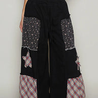 POL Drawstring Star Patch Contrast Wide Leg Pants-Pants-Trendsi-[option4]-[option5]-[option6]-[option7]-[option8]-Shop-Boutique-Clothing-for-Women-Online