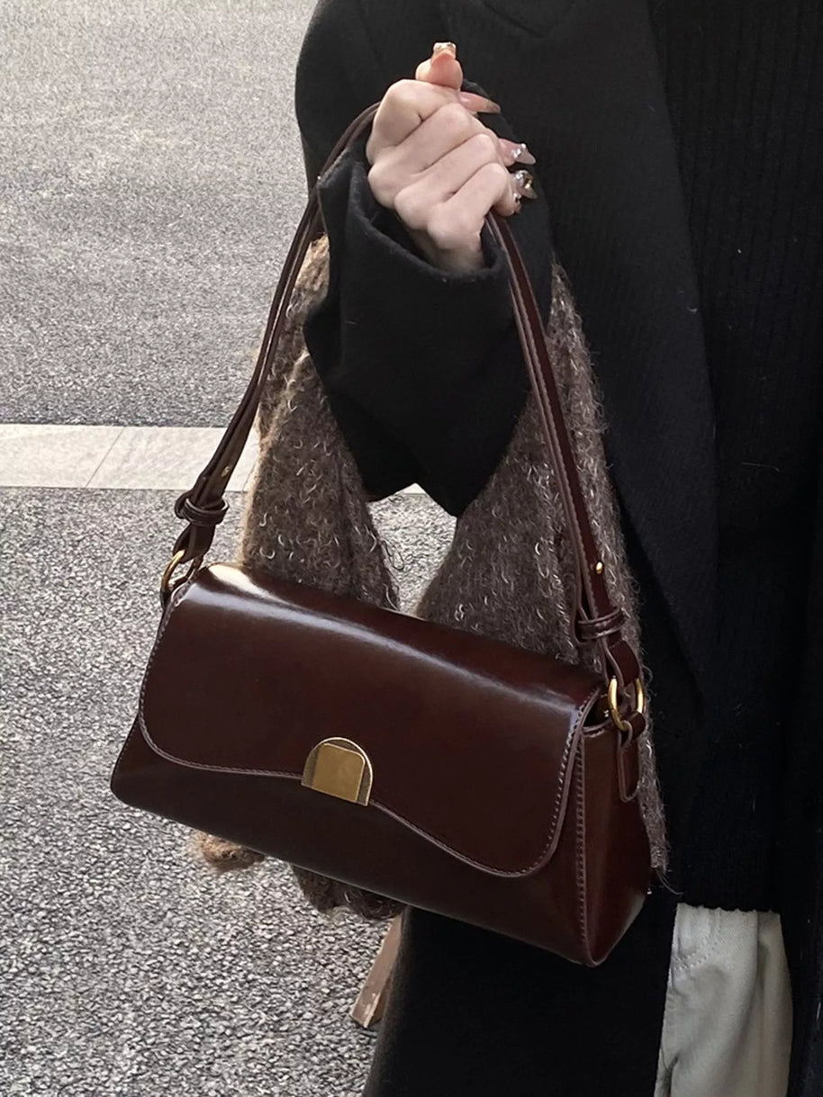 Golden Clasp Shoulder Bag-hand bag-Trendsi-[option4]-[option5]-[option6]-[option7]-[option8]-Shop-Boutique-Clothing-for-Women-Online