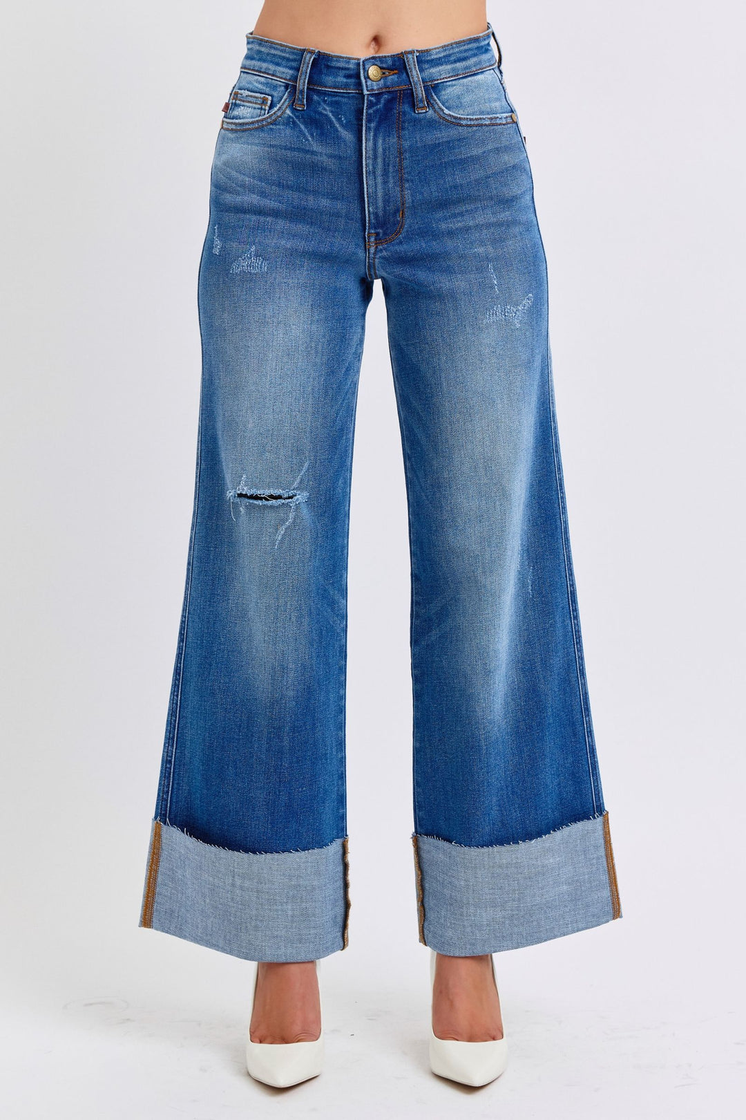 Judy Blue Distressed High Waist Wide Leg Jeans-Trendsi-Medium-0(24)-[option4]-[option5]-[option6]-[option7]-[option8]-Shop-Boutique-Clothing-for-Women-Online