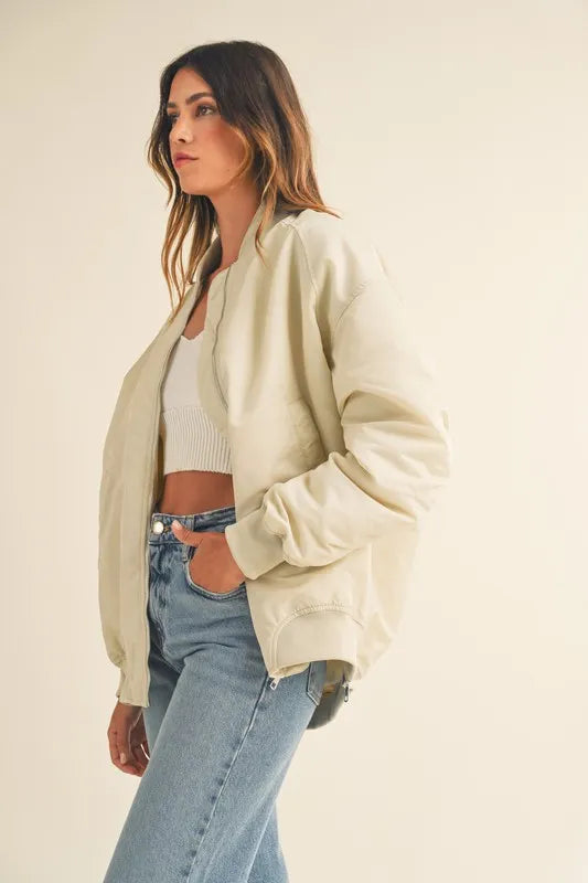 MABLE Back Ruched Utiltiy Bomber Jacket-Jackets-Trendsi-[option4]-[option5]-[option6]-[option7]-[option8]-Shop-Boutique-Clothing-for-Women-Online