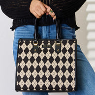 David Jones Argyle Pattern PU Leather Handbag-Bags-Trendsi-[option4]-[option5]-[option6]-[option7]-[option8]-Shop-Boutique-Clothing-for-Women-Online