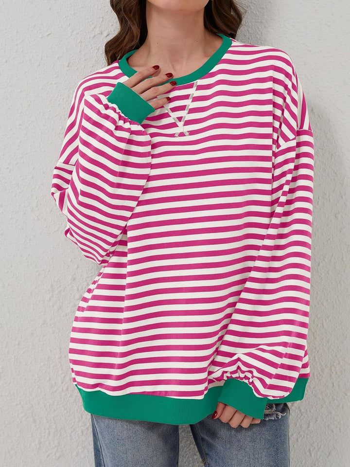 Lovelet Contrast Striped Long Sleeve Sweatshirt-Trendsi-[option4]-[option5]-[option6]-[option7]-[option8]-Shop-Boutique-Clothing-for-Women-Online