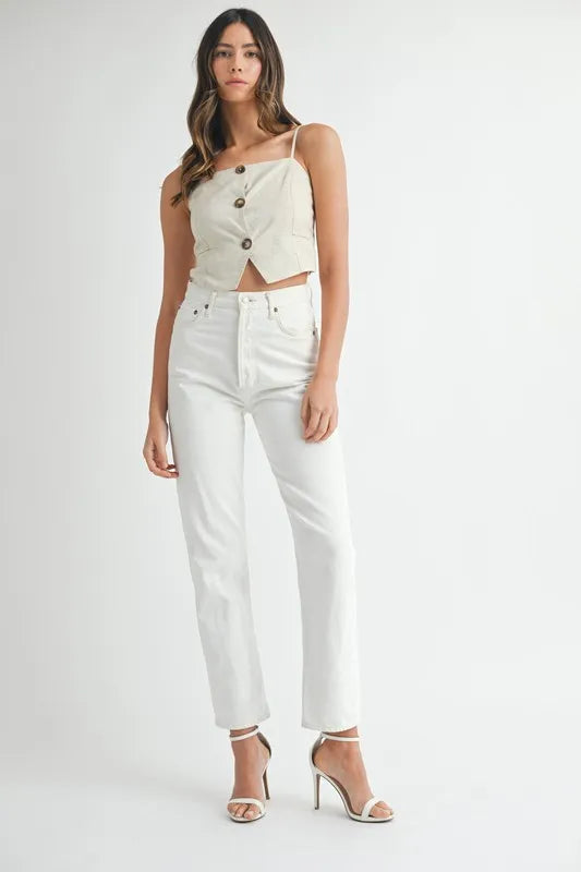 MABLE Linen Mix Button Down Tank Top-Tank Tops & Camis-Trendsi-[option4]-[option5]-[option6]-[option7]-[option8]-Shop-Boutique-Clothing-for-Women-Online