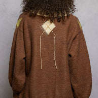 POL V-Neck Argyle Pattern Mohair Sweater with Contrast Exposed Stitch Detail-sweater-Trendsi-[option4]-[option5]-[option6]-[option7]-[option8]-Shop-Boutique-Clothing-for-Women-Online