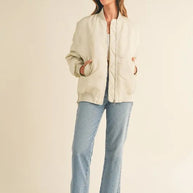 MABLE Back Ruched Utiltiy Bomber Jacket-Jackets-Trendsi-[option4]-[option5]-[option6]-[option7]-[option8]-Shop-Boutique-Clothing-for-Women-Online