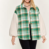 Multi plaid fuzzy sleeve jacket PLUS SIZE-Jade By Jane-[option4]-[option5]-[option6]-[option7]-[option8]-Shop-Boutique-Clothing-for-Women-Online
