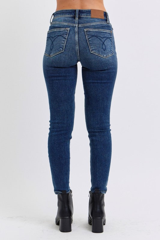 Judy Blue Mid-Rise Waist Skinny Jeans with Thermal Lining-Trendsi-[option4]-[option5]-[option6]-[option7]-[option8]-Shop-Boutique-Clothing-for-Women-Online