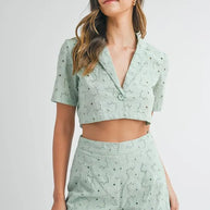 MABLE Eyelet Short Sleeve Crop Top and Shorts Set-Sets-Trendsi-[option4]-[option5]-[option6]-[option7]-[option8]-Shop-Boutique-Clothing-for-Women-Online