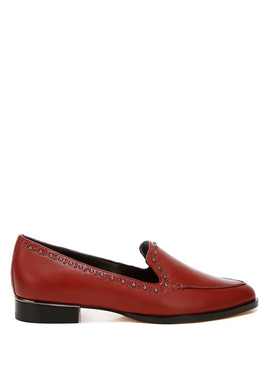Wolferton Delicate Stud Detail Leather Loafers-Rag Company-[option4]-[option5]-[option6]-[option7]-[option8]-Shop-Boutique-Clothing-for-Women-Online