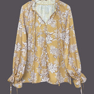 Printed Tie Neck Flounce Sleeve Blouse-Tops-Trendsi-[option4]-[option5]-[option6]-[option7]-[option8]-Shop-Boutique-Clothing-for-Women-Online