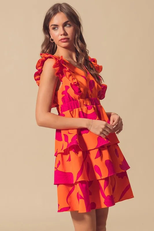 SO ME Floral V Neck Layered Dress with Elasticized Waist-Dresses-Trendsi-[option4]-[option5]-[option6]-[option7]-[option8]-Shop-Boutique-Clothing-for-Women-Online