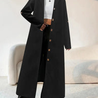 Lapel Collar Button-Front Longline Coat-Coats & Jackets-Trendsi-[option4]-[option5]-[option6]-[option7]-[option8]-Shop-Boutique-Clothing-for-Women-Online