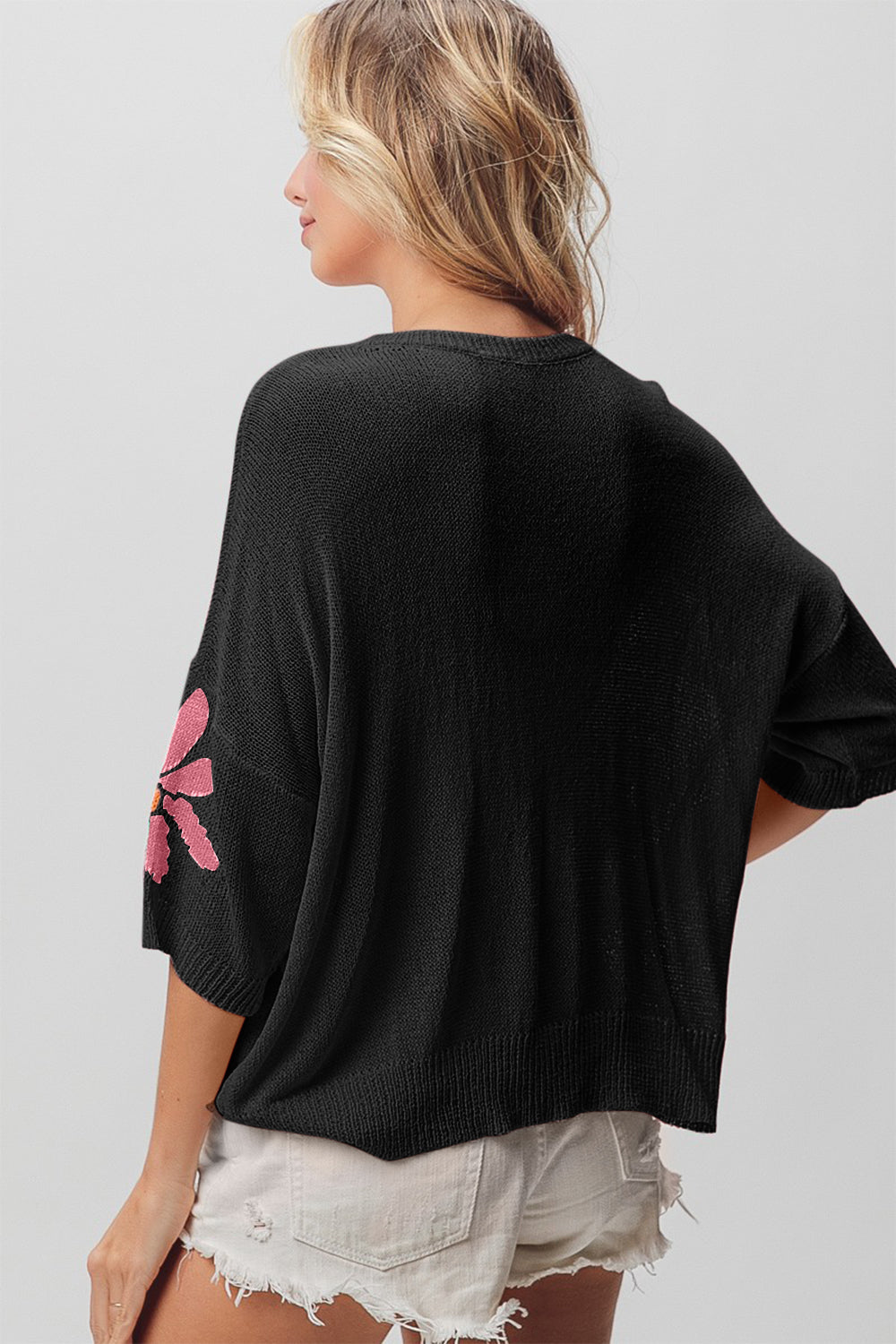 BiBi Floral Pattern Cropped Sweater-Trendsi-[option4]-[option5]-[option6]-[option7]-[option8]-Shop-Boutique-Clothing-for-Women-Online