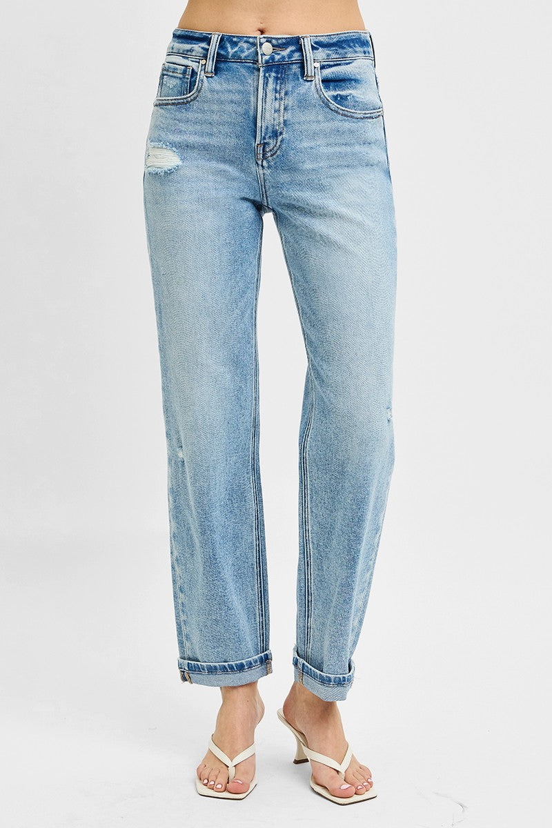 RISEN High Rise Ankle Boyfriend Distressed Jeans-Trendsi-[option4]-[option5]-[option6]-[option7]-[option8]-Shop-Boutique-Clothing-for-Women-Online