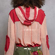 POL Texture Woven Button Down Hooded Shirt with Drawstring Hem-Shirts-Trendsi-[option4]-[option5]-[option6]-[option7]-[option8]-Shop-Boutique-Clothing-for-Women-Online