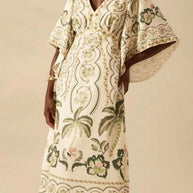 Palm Print V-Neck Midi Dress-Dresses-Trendsi-[option4]-[option5]-[option6]-[option7]-[option8]-Shop-Boutique-Clothing-for-Women-Online