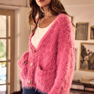 SO ME Soft Touch Hairy Loose Fit Cozy Sweater Cardigan-Cardigans-Trendsi-[option4]-[option5]-[option6]-[option7]-[option8]-Shop-Boutique-Clothing-for-Women-Online