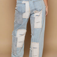 POL Contrast Patched Raw Hem Straight Jeans-Jeans-Trendsi-[option4]-[option5]-[option6]-[option7]-[option8]-Shop-Boutique-Clothing-for-Women-Online