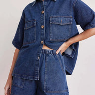 Button Up Short Sleeve Top and Shorts Denim Set-Sets-Trendsi-[option4]-[option5]-[option6]-[option7]-[option8]-Shop-Boutique-Clothing-for-Women-Online