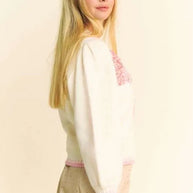 Davi & Dani Flower Patch Fuzzy Mock Neck Sweater-Sweaters-Trendsi-[option4]-[option5]-[option6]-[option7]-[option8]-Shop-Boutique-Clothing-for-Women-Online