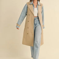 MABLE Layered Look Trench Coat With Denim Jacket-Coats & Jackets-Trendsi-[option4]-[option5]-[option6]-[option7]-[option8]-Shop-Boutique-Clothing-for-Women-Online
