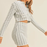 MABLE Houndstooth Cropped Knit Cardigan and Mini Skirt Set-sets-Trendsi-[option4]-[option5]-[option6]-[option7]-[option8]-Shop-Boutique-Clothing-for-Women-Online