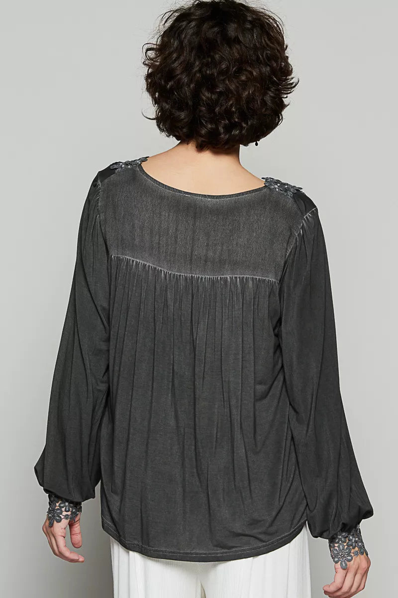 POL Floral Embroidery Woven Top with Lace Trim-Blouses-Trendsi-[option4]-[option5]-[option6]-[option7]-[option8]-Shop-Boutique-Clothing-for-Women-Online